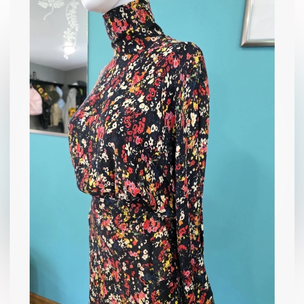 Something Navy Meadow Mock neck Multicolor Floral Long Sleeve Dress Size XS - Picture 4 of 15